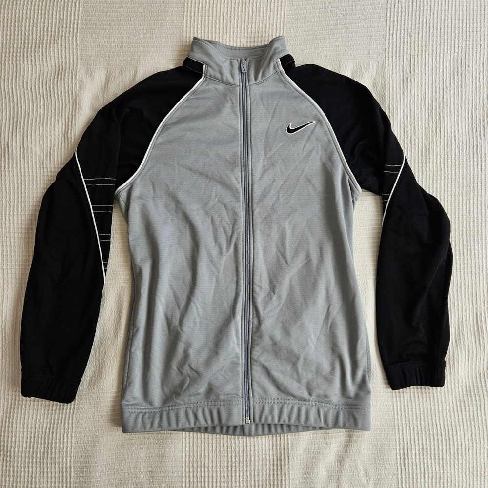 Nike Elite Track Running Jacket Gray Black Zip Up Fitted Athletic Womens Size L